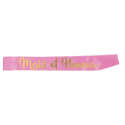 Light Pink Sash with Gold Writing - Maid of Honour